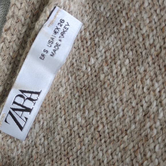 Zara Crop Button Front Cardigan Patch Pockets V-Neck Sage S - Picture 6 of 10